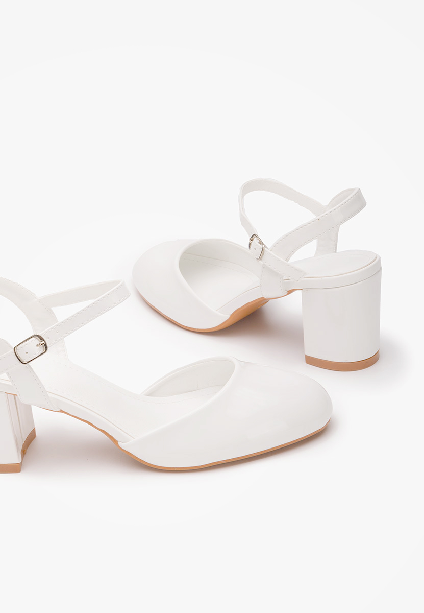 Pantofi cu toc gros Asmita V2 albi