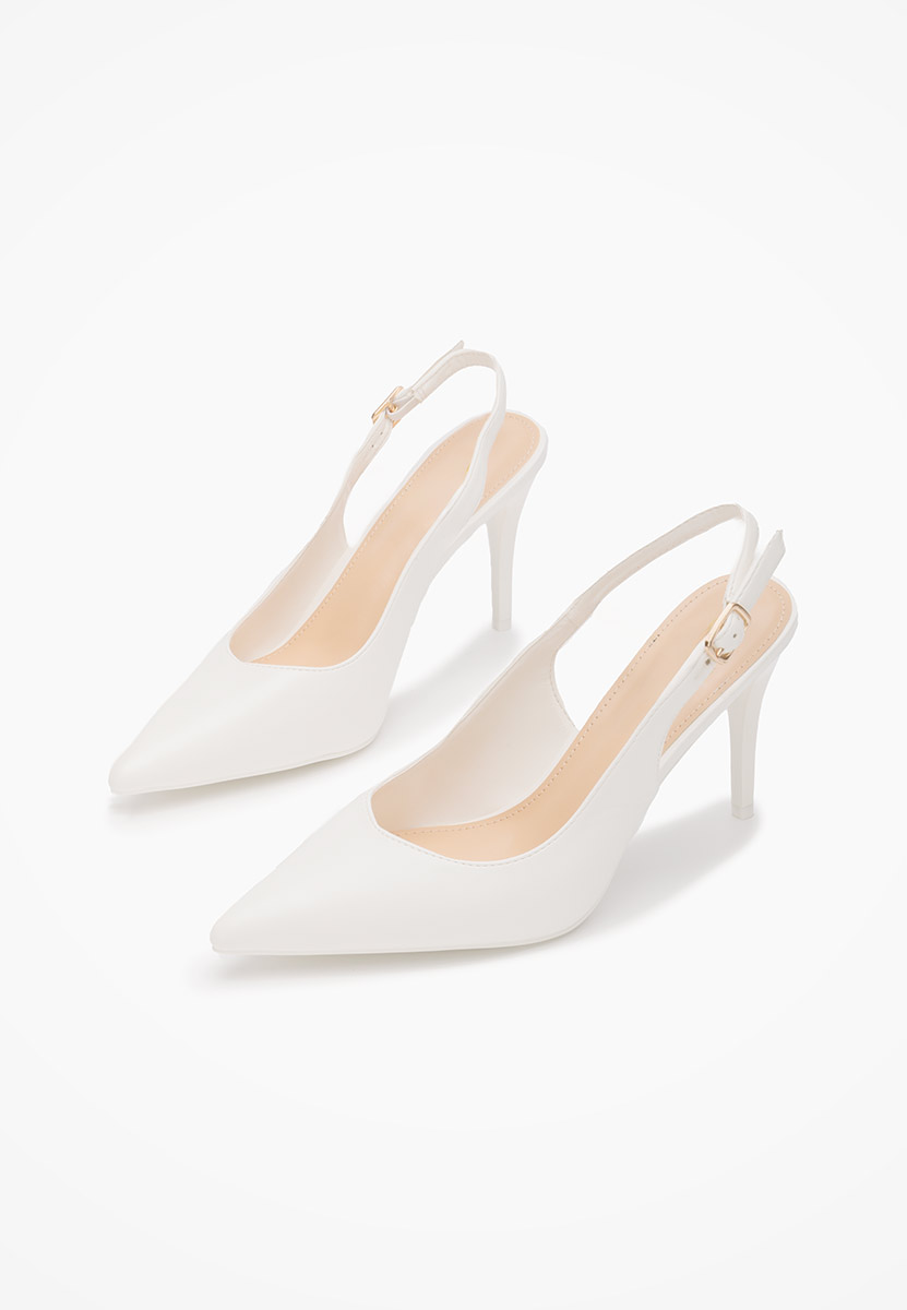 Pantofi stiletto slingback Sheria V3 albi