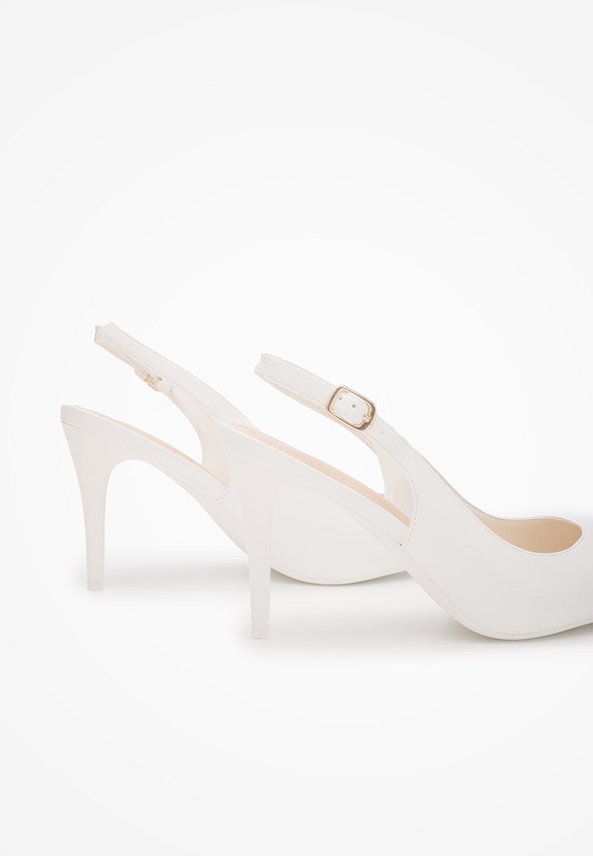 Pantofi stiletto slingback Sheria V3 albi