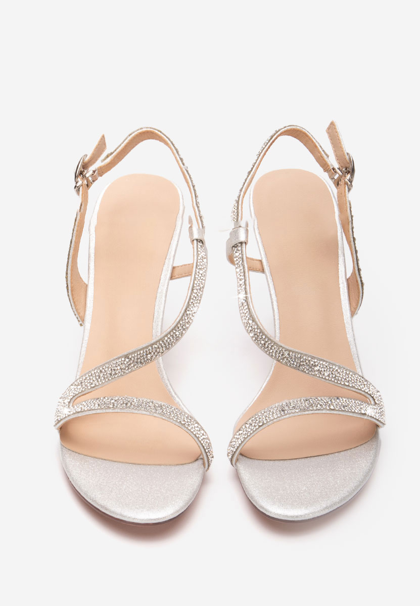 Sandale elegante cu toc Marice argintii