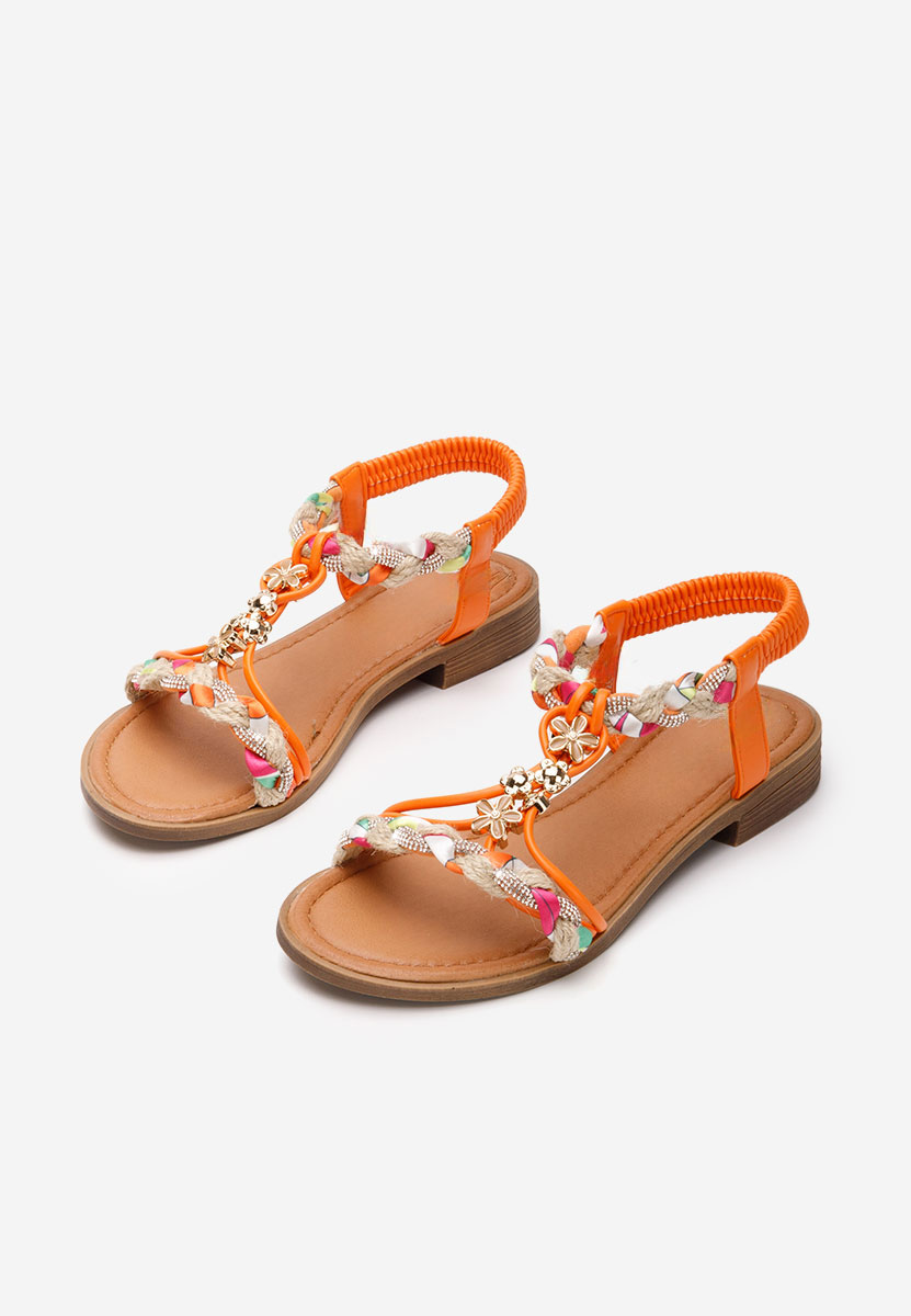 Sandale cu pietricele Summie portocalii
