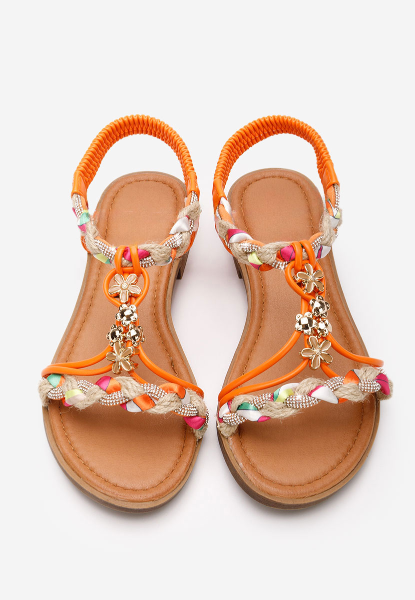 Sandale cu pietricele Summie portocalii