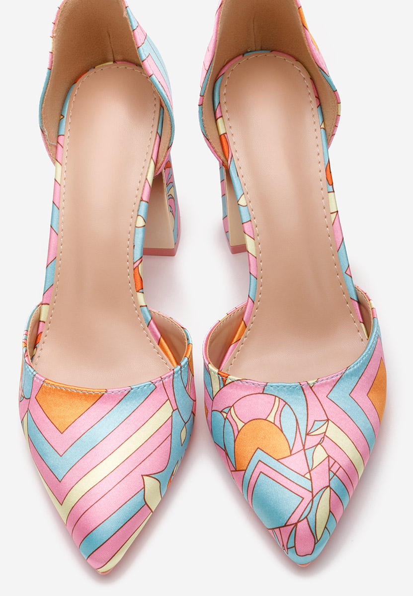 Pantofi cu toc gros Linda V4 multicolori