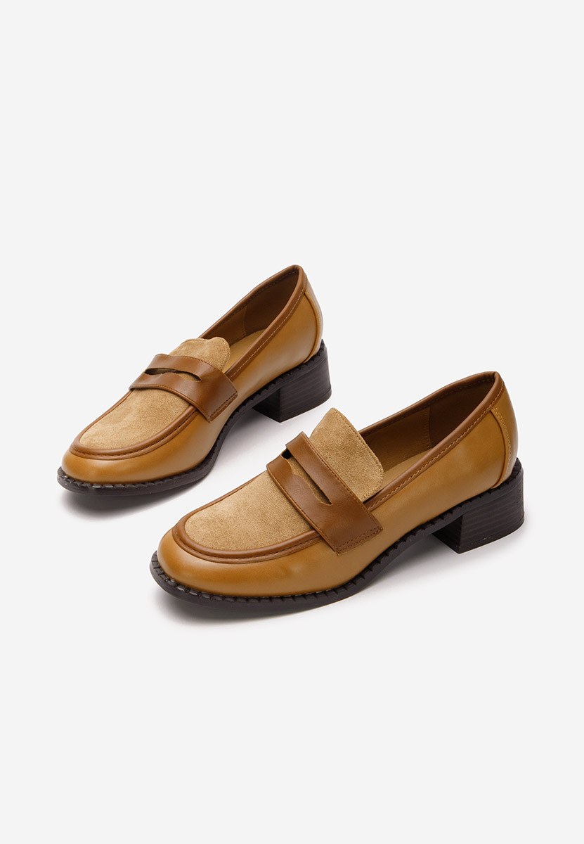 Mocasini cu toc Bruna camel