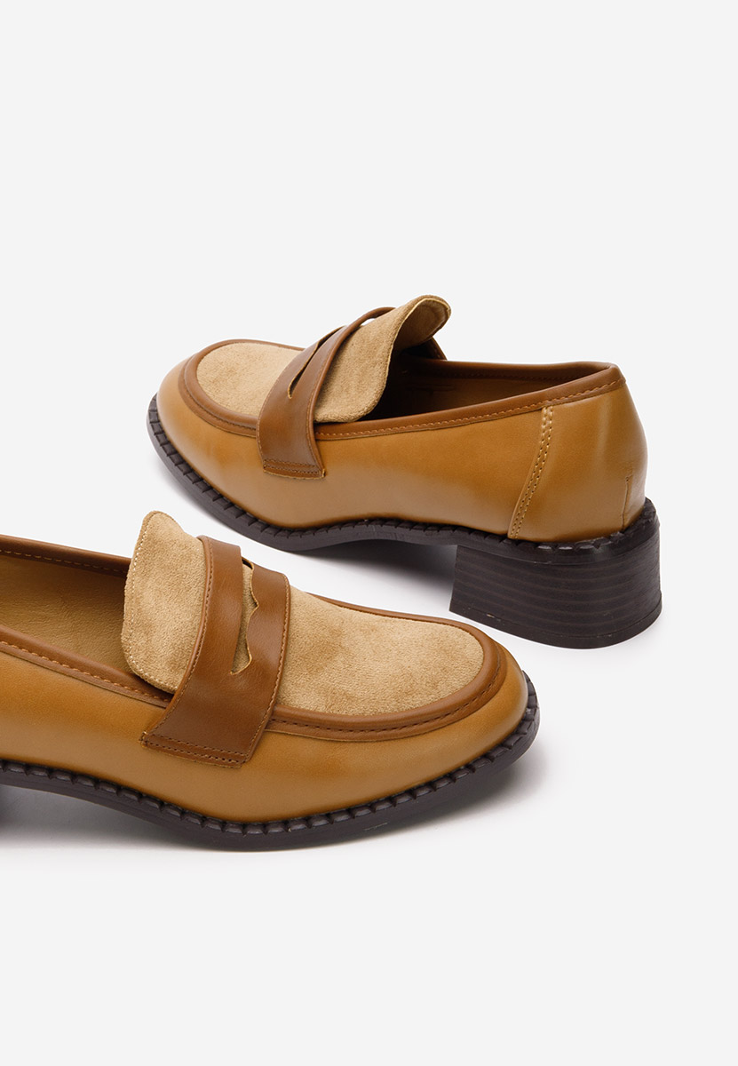 Mocasini cu toc Bruna camel