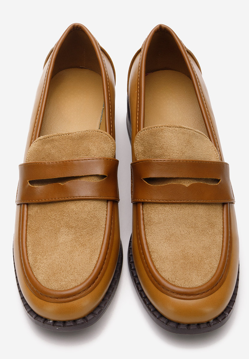 Mocasini cu toc Bruna camel