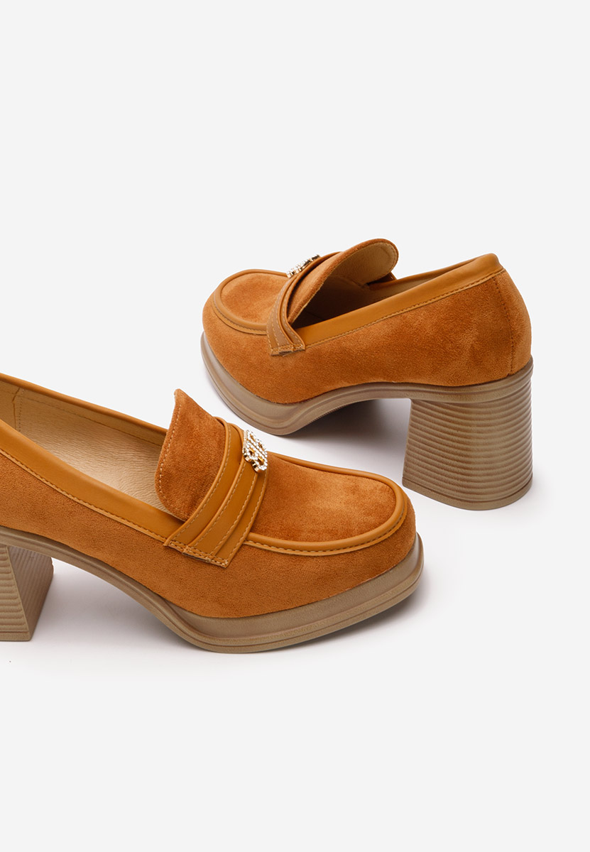 Mocasini cu toc Jonsia camel