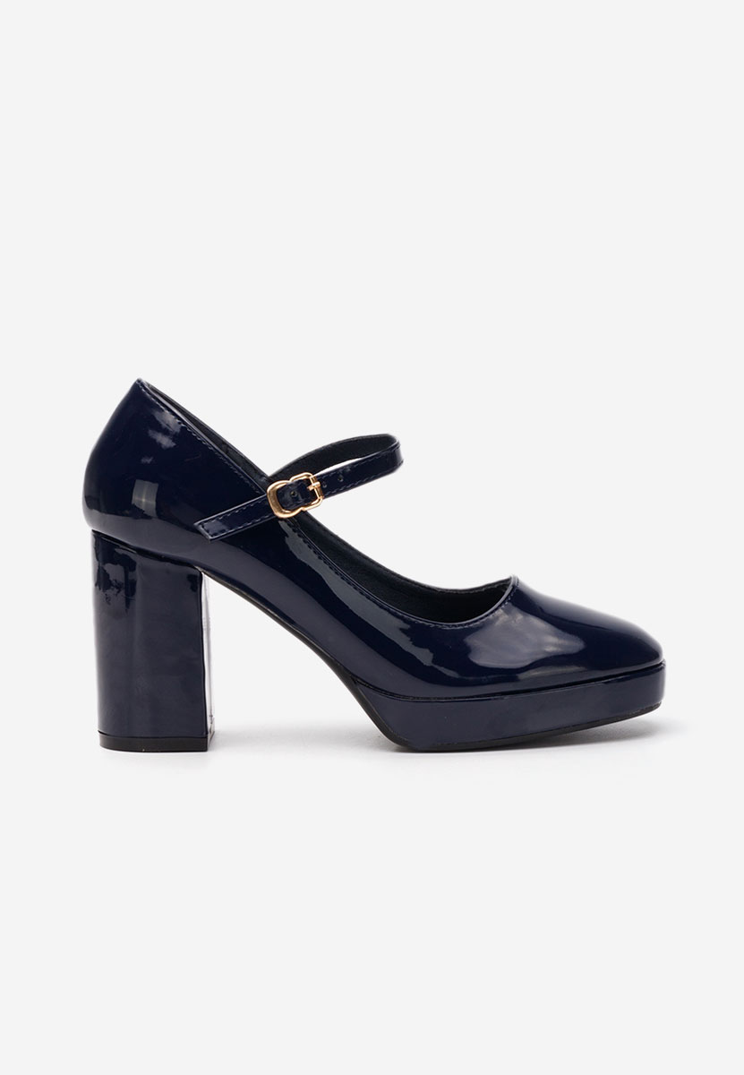 Pantofi cu toc gros Charlote navy