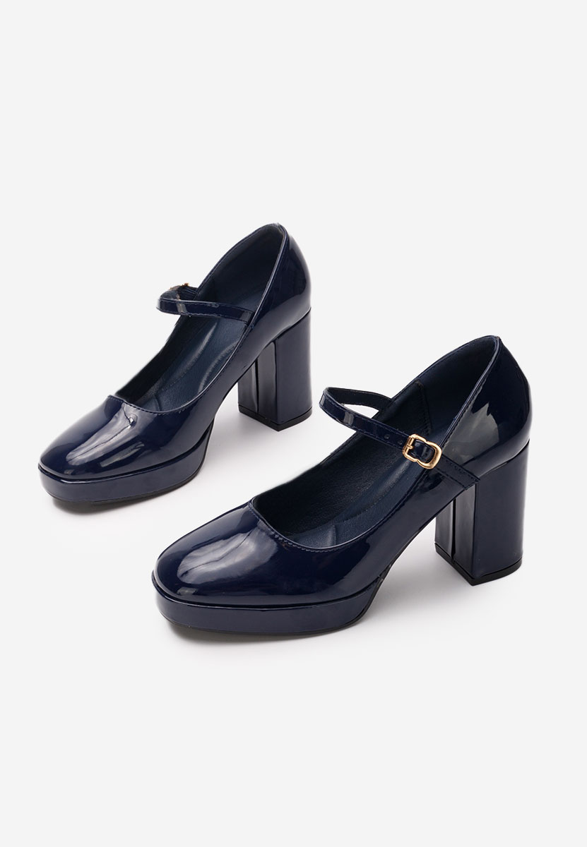 Pantofi cu toc gros Charlote navy