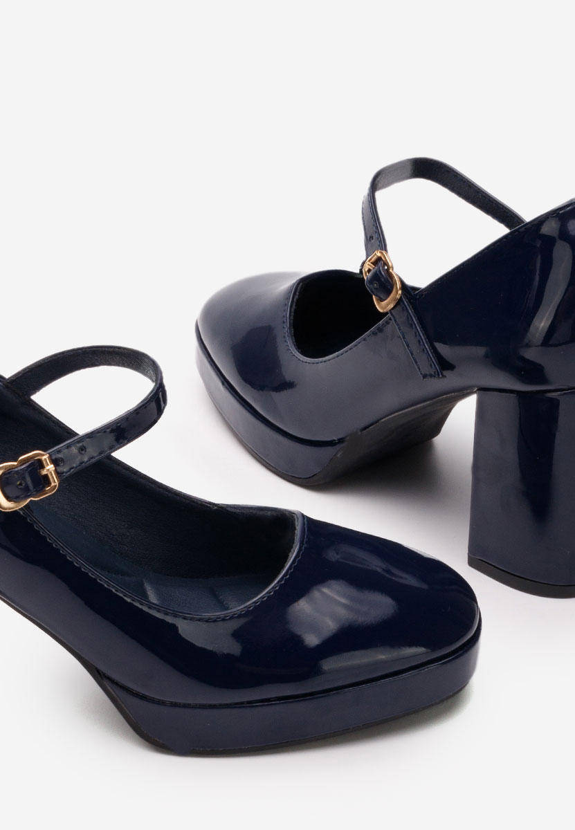 Pantofi cu toc gros Charlote navy