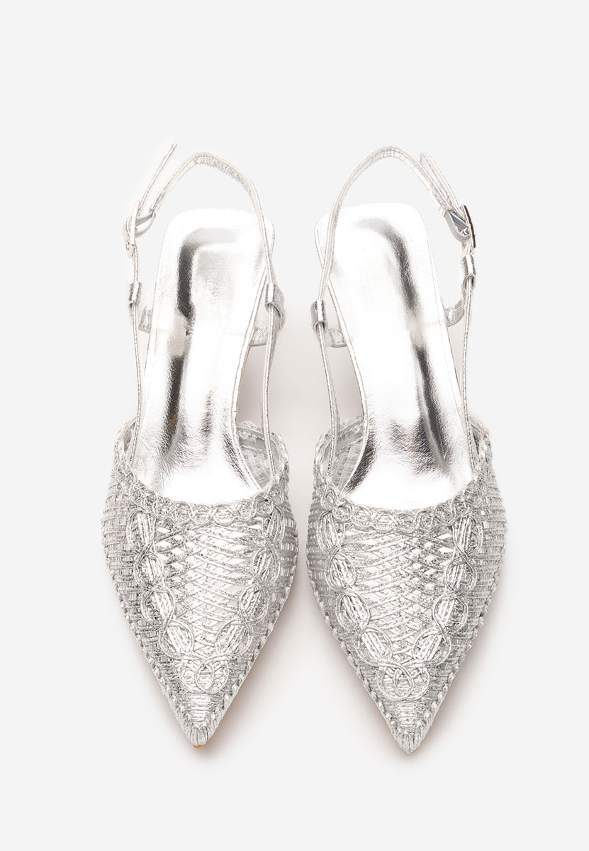 Pantofi slingback Giovanna argintii