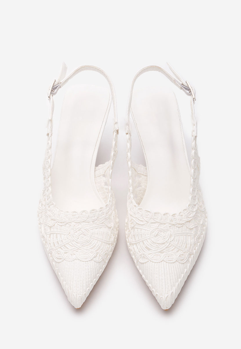 Pantofi slingback Alisiana albi