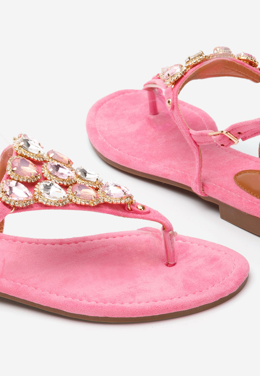 Sandale cu pietricele fara toc Deena roz