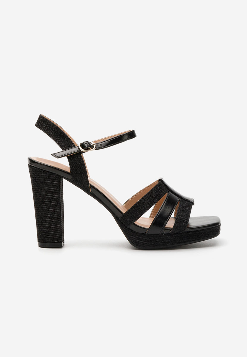 Sandale elegante cu toc gros Esma negre