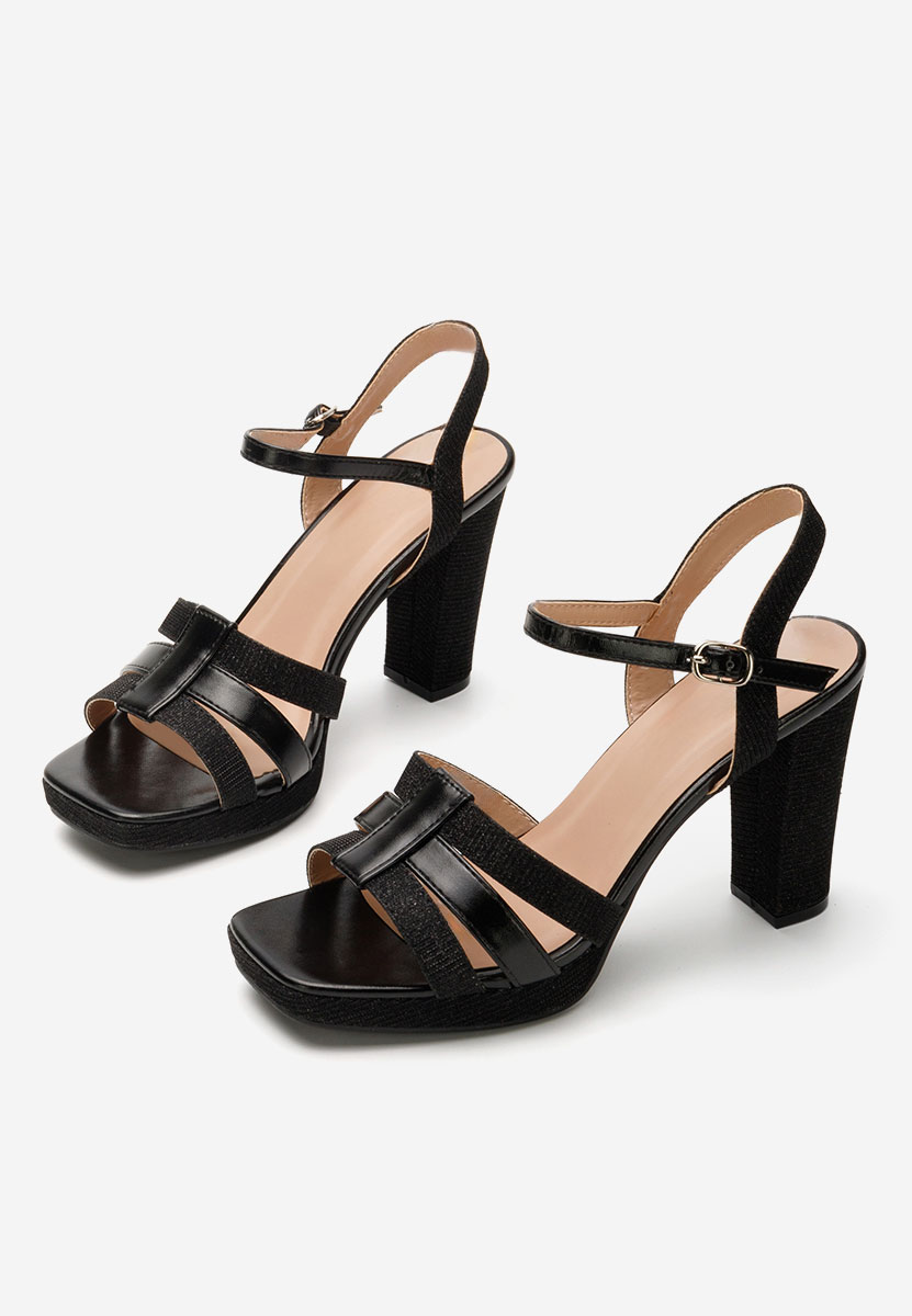 Sandale elegante cu toc gros Esma negre