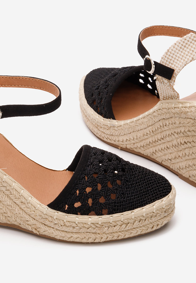 Sandale cu platforma tip espadrile Adeja negre