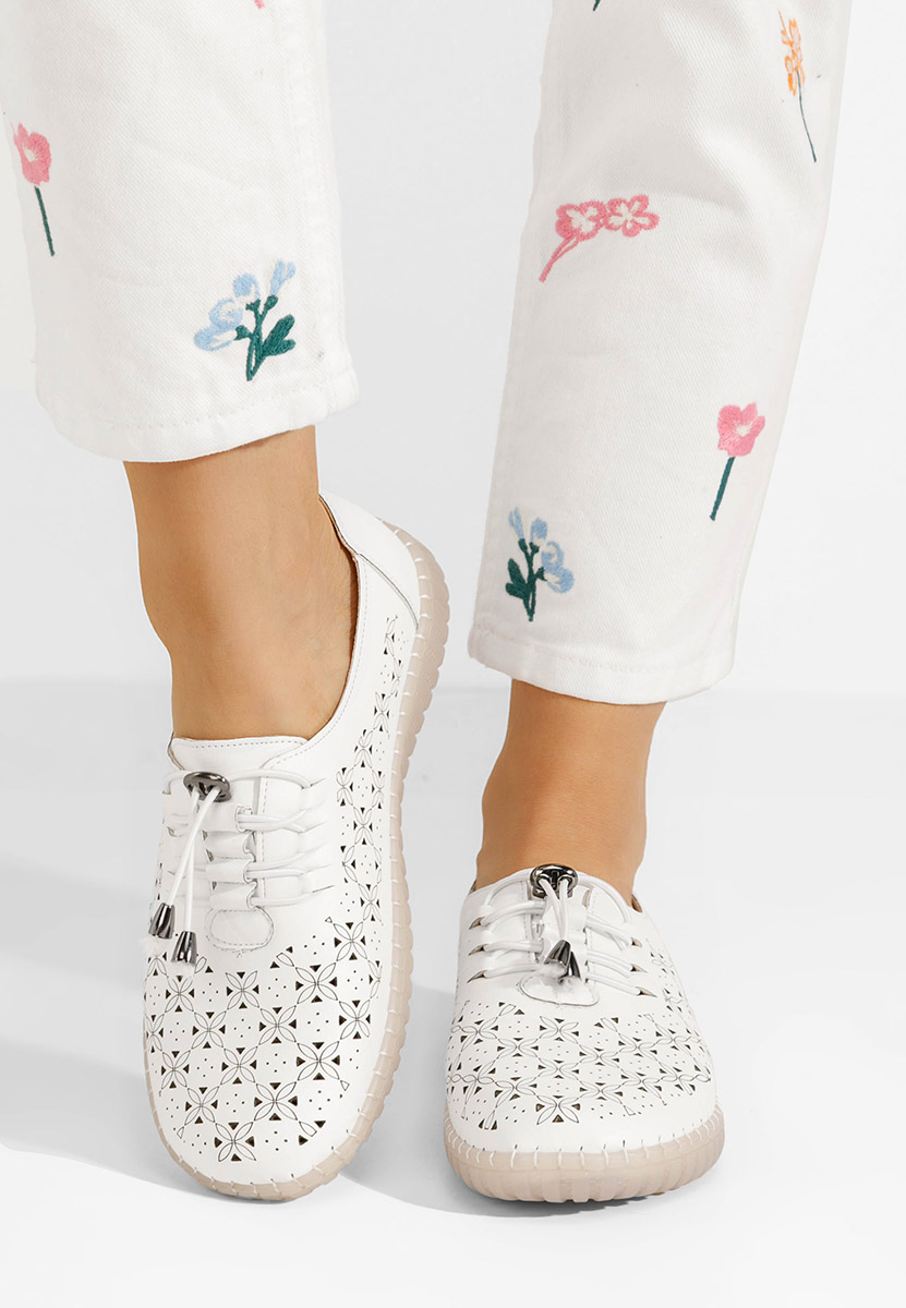 Pantofi casual dama Emaly albi