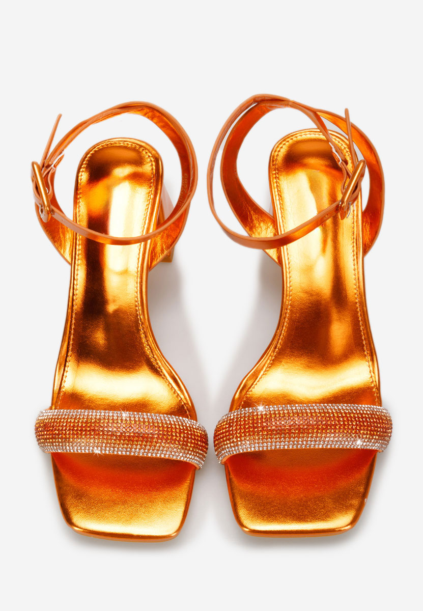 Sandale elegante cu toc gros Odette portocalii