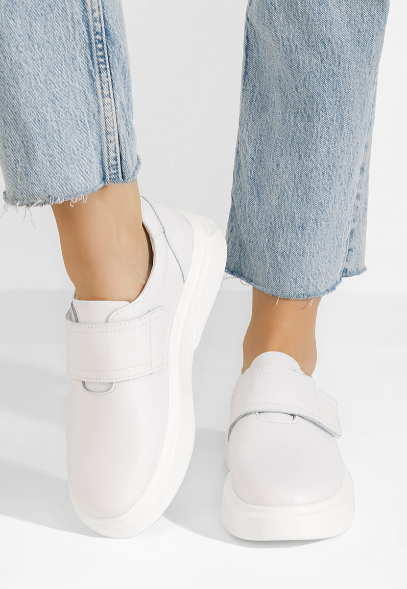 Pantofi casual dama piele Kally albi