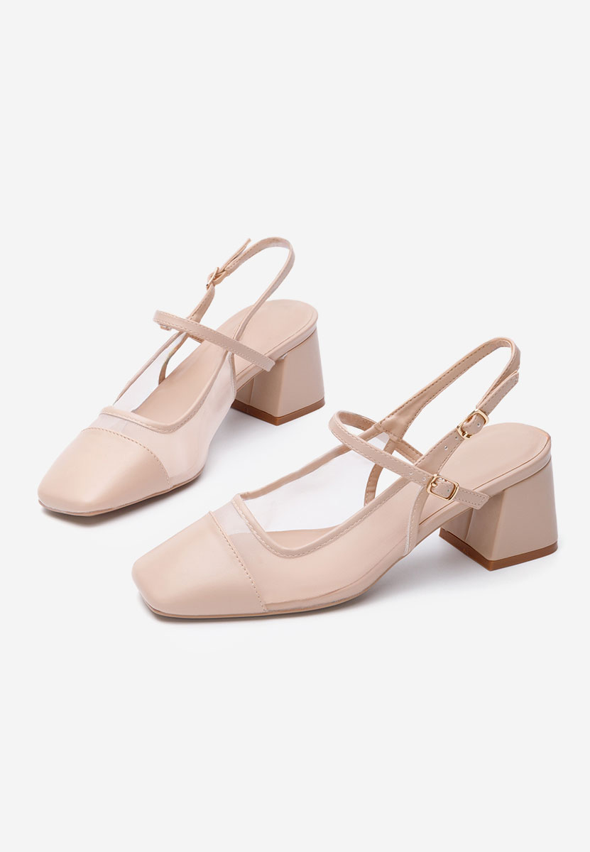 Pantofi cu toc gros Jalia nude