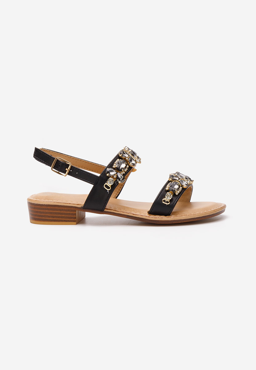 Sandale cu pietricele Lolita negre