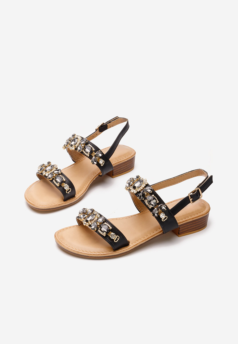 Sandale cu pietricele Lolita negre