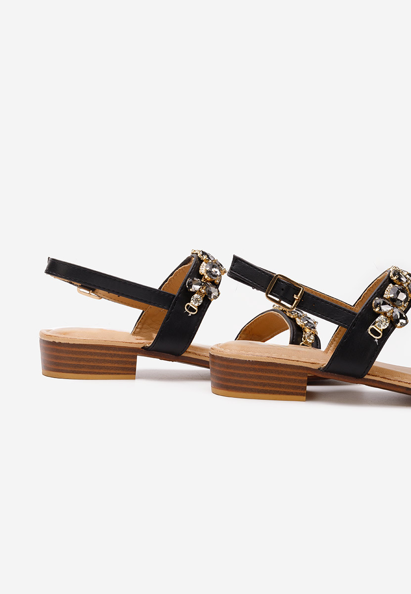Sandale cu pietricele Lolita negre