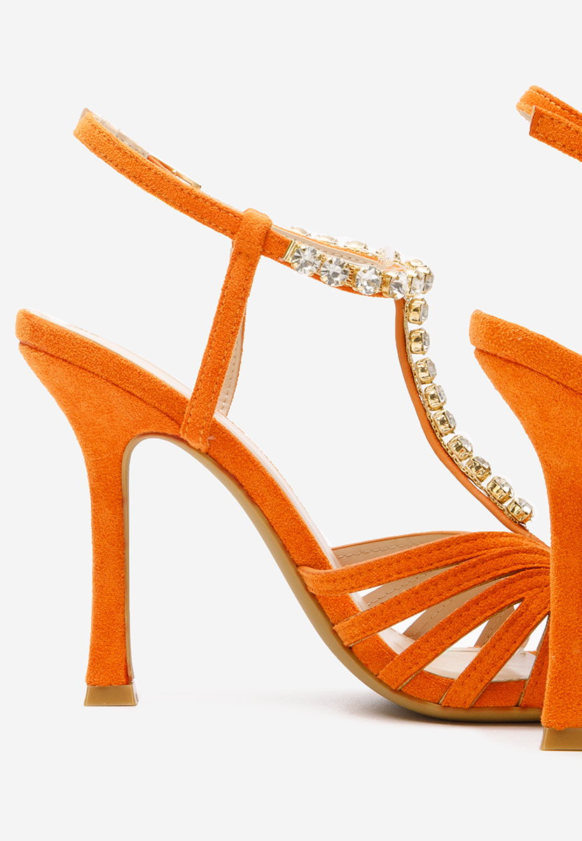 Sandale elegante cu toc Karra portocalii