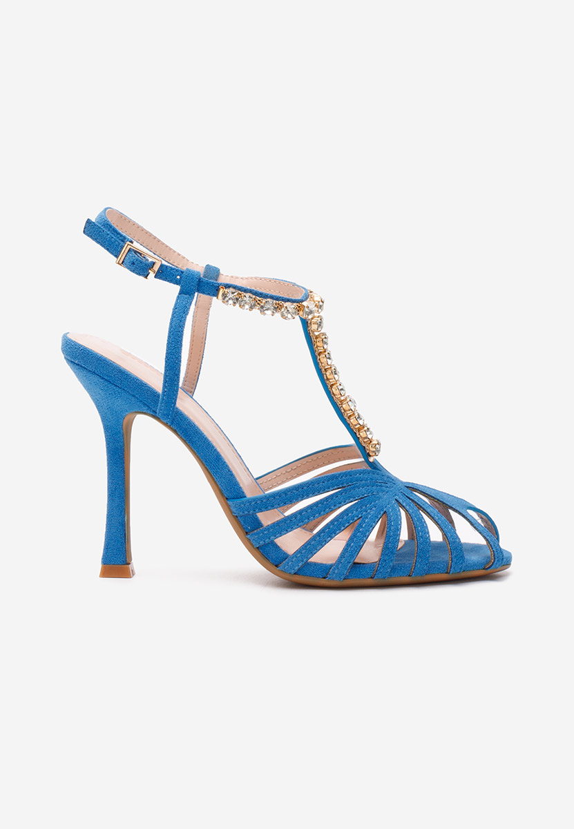 Sandale elegante cu toc Karra albastre