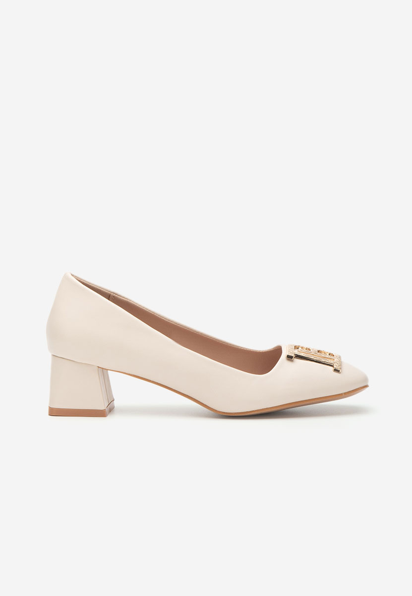 Pantofi cu toc gros Hania nude