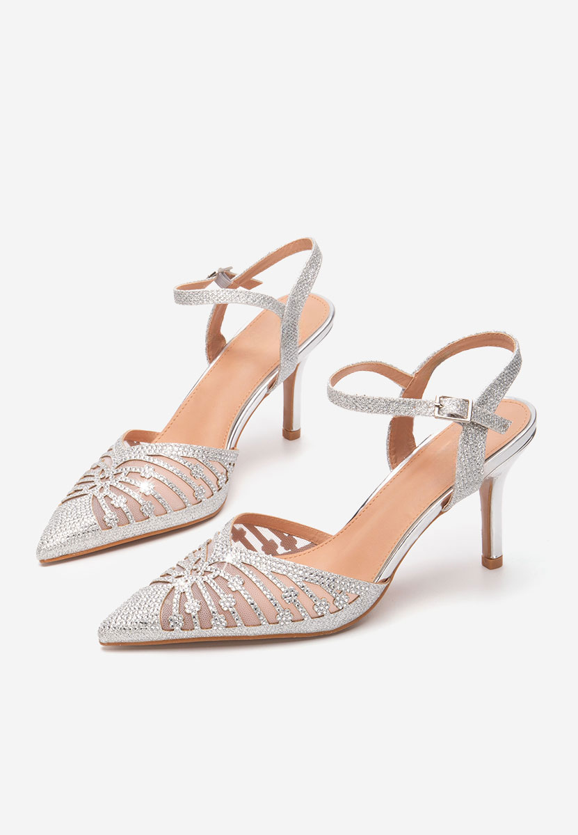 Pantofi stiletto eleganti Suvine argintii
