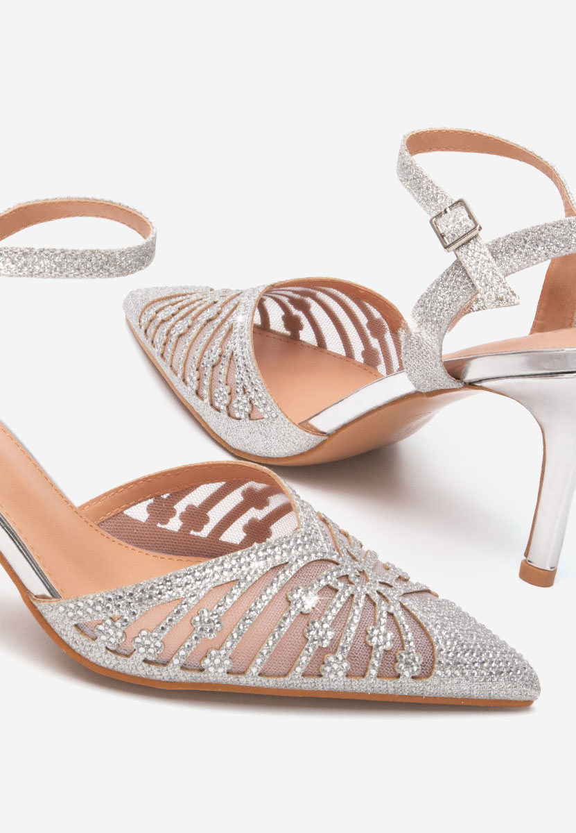 Pantofi stiletto eleganti Suvine argintii