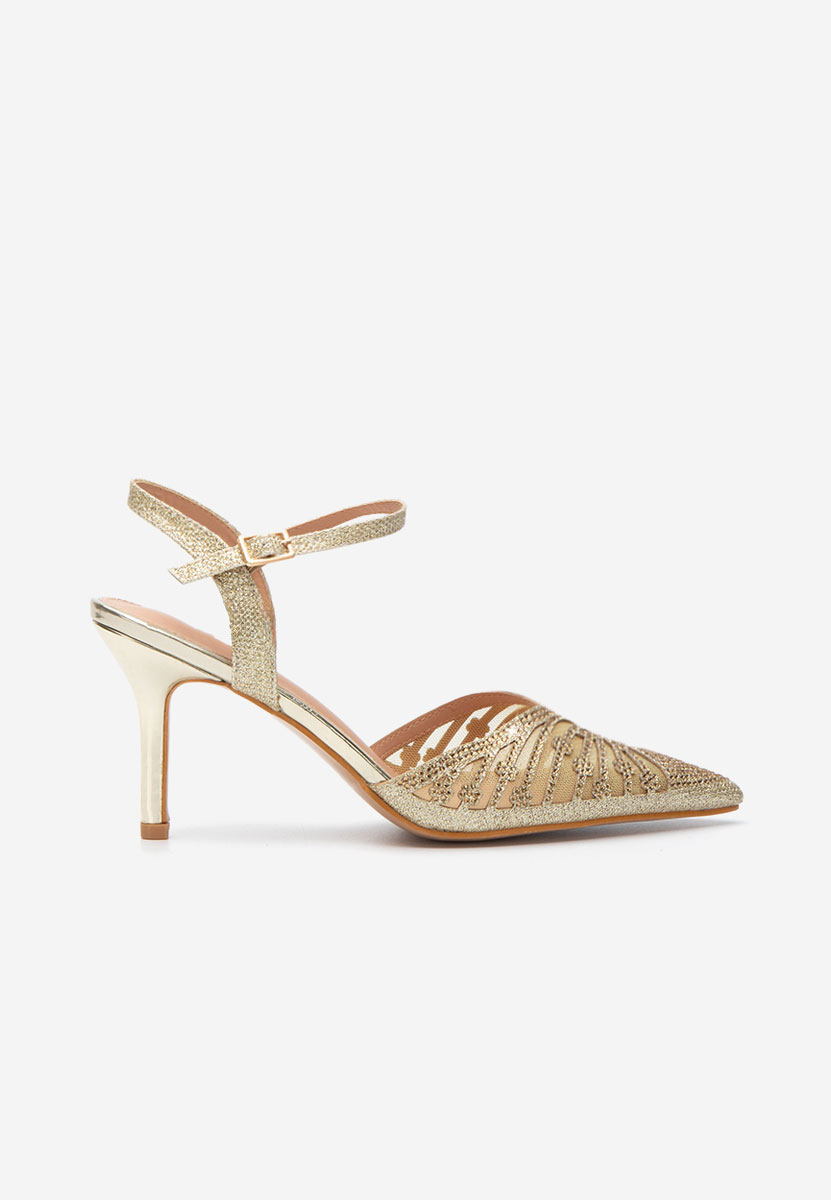 Pantofi stiletto slingback Suvine aurii