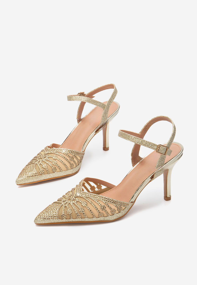 Pantofi stiletto slingback Suvine aurii