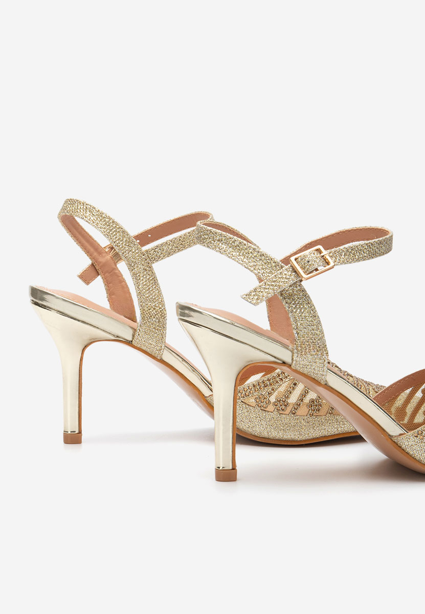 Pantofi stiletto slingback Suvine aurii