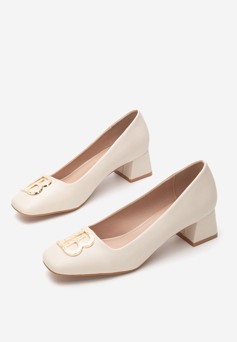 Pantofi cu toc gros Hania nude