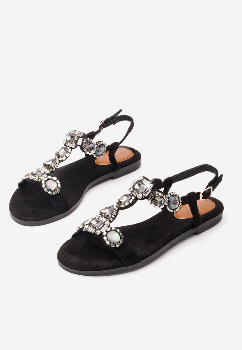Sandale cu pietricele Octaia negre