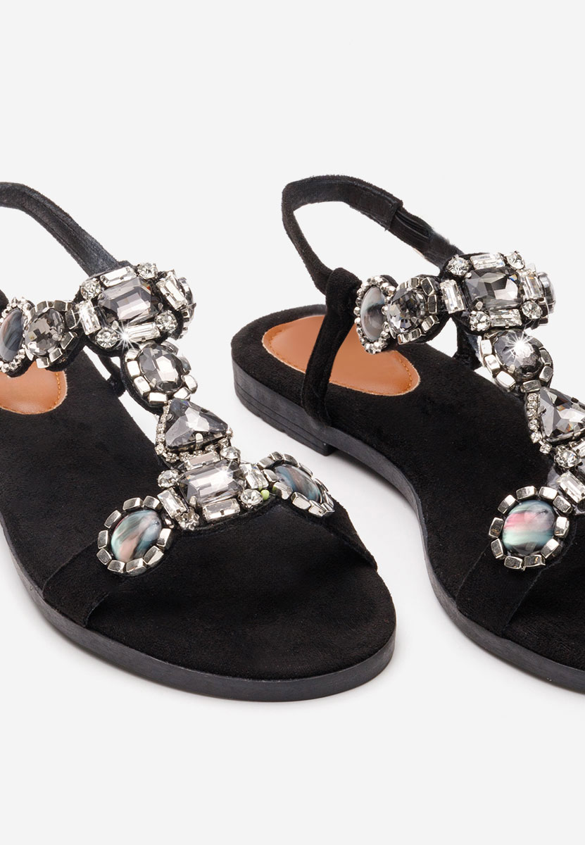 Sandale cu pietricele Octaia negre