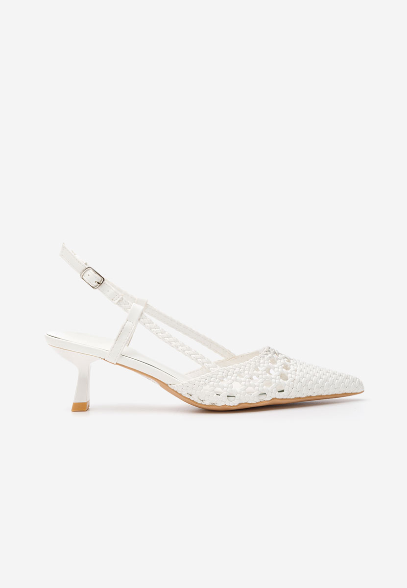 Pantofi stiletto slingback Heliosa V2 albi