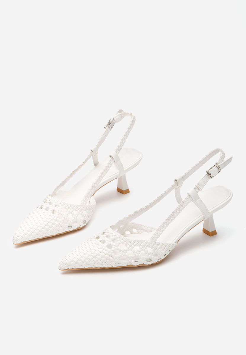 Pantofi stiletto slingback Heliosa V2 albi