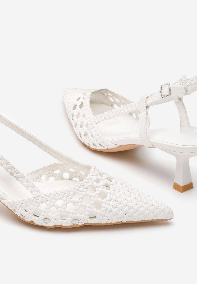 Pantofi stiletto slingback Heliosa V2 albi