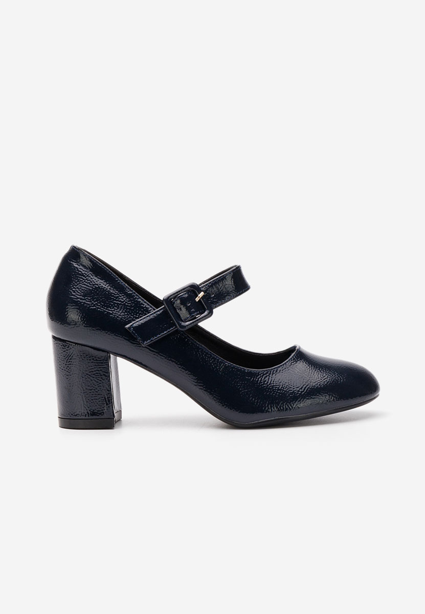 Pantofi cu toc gros lacuiti Tanita navy