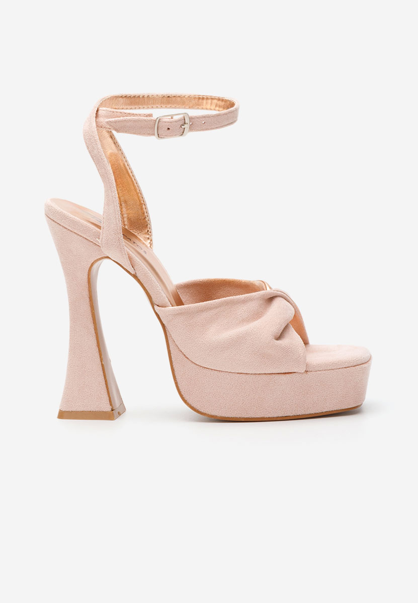 Sandale cu toc gros si platforma Lily nude