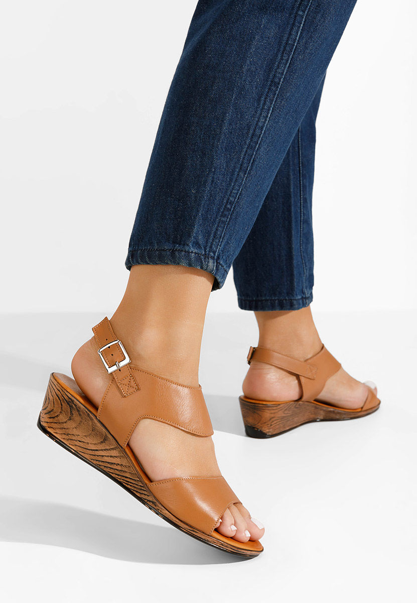 Sandale dama piele Azara camel