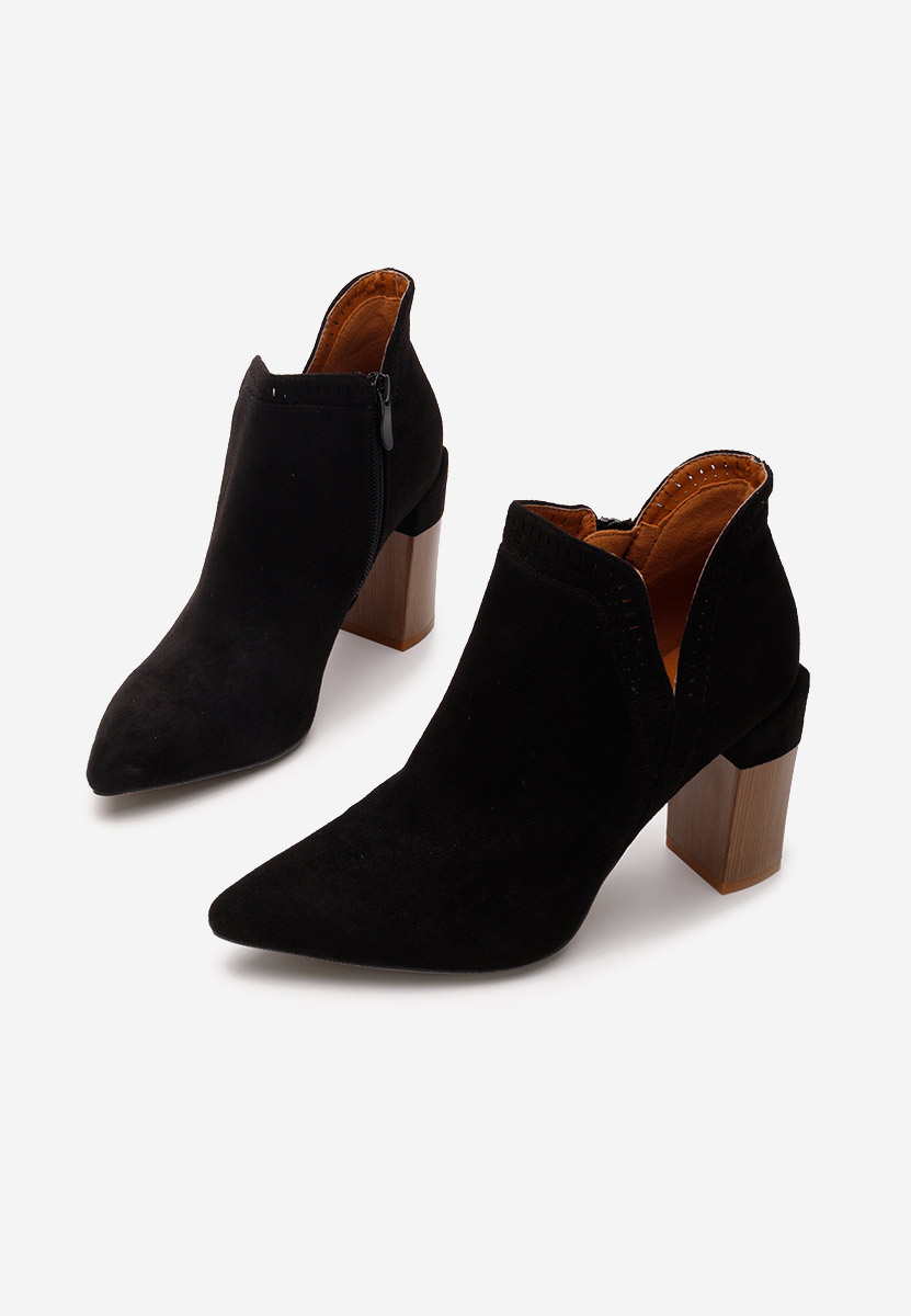 Botine cu toc gros Estella negre