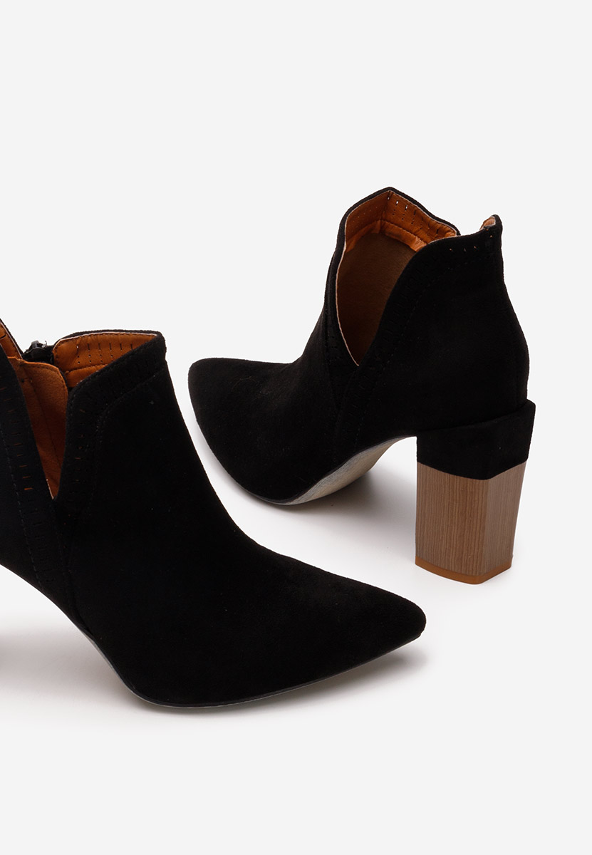 Botine cu toc gros Estella negre