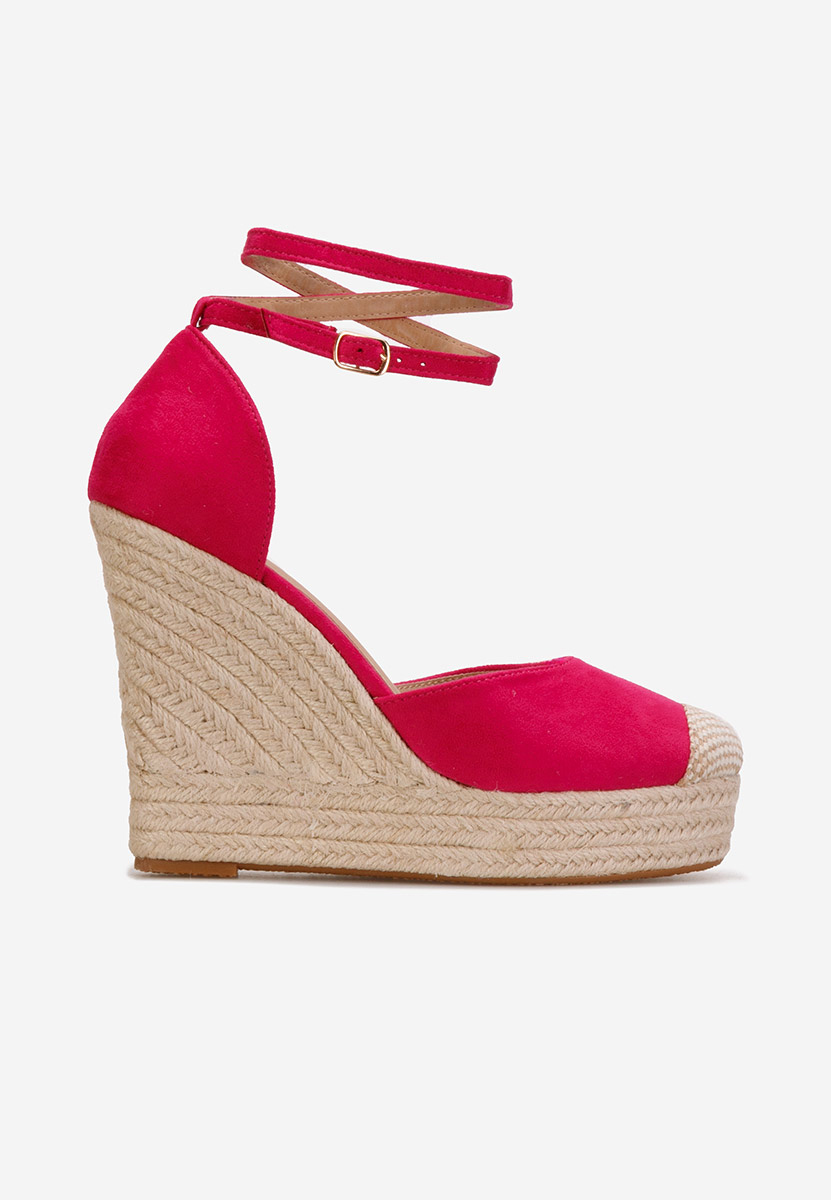 Sandale cu platforma tip espadrile Saniza fucsia