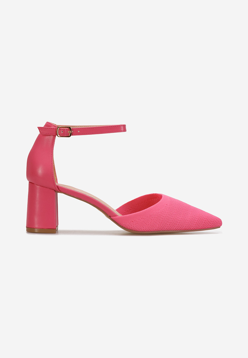 Pantofi cu toc gros Silvena fucsia