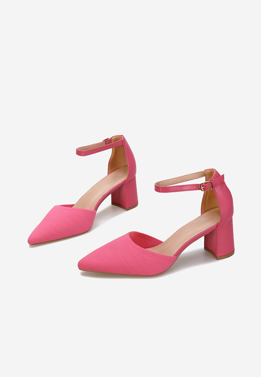 Pantofi cu toc gros Silvena fucsia