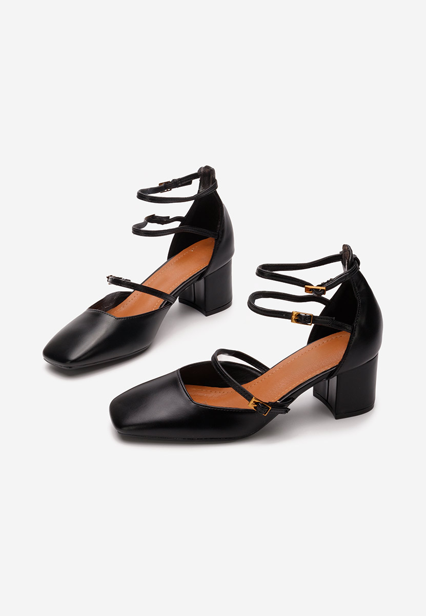 Pantofi cu toc gros Demara V2 negri